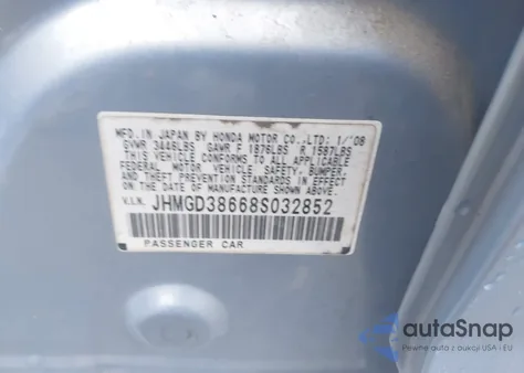 2008 Honda Fit Sport from USA, damaged, VIN JHMGD38668S032852